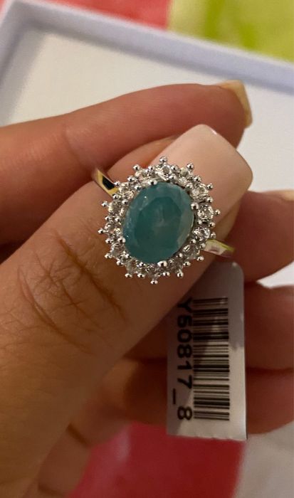 Anel de prata com grandidierite e topázio branco