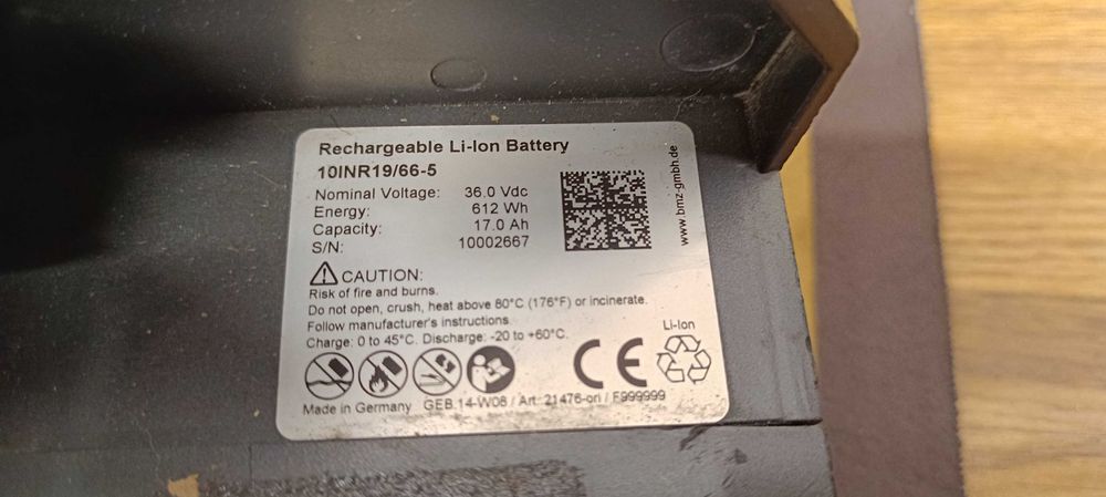 Батарея з електровелосипеда GREEN MOVER  LI-ON- 36v -17 Ah
