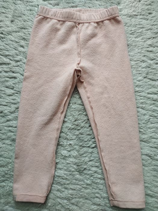 Legginsy/jegginsy ocieplane/pudrowy róż/srebrne lampasy/Cool Club/r.92