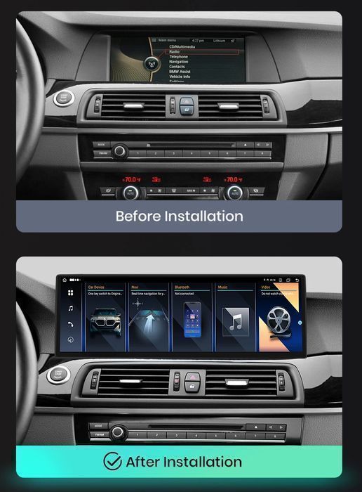 BMW 5 F10 / F11 – Radio Android 15 14,9” CarPlay Android Auto GPS Nawigacja Stacja Multimedialna WiFi Bluetooth DSP 4G LTE PL 4GB/64GB