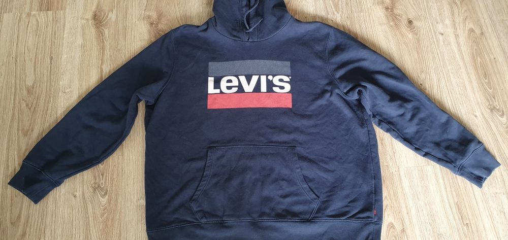 Levi's Bluza męska rozmiar XL kolor granatowy z kapturem z nadrukiem