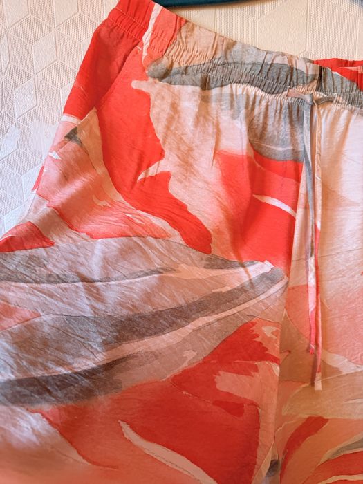 Літні штани палаццо з яскравим принтом | розмір l-xl