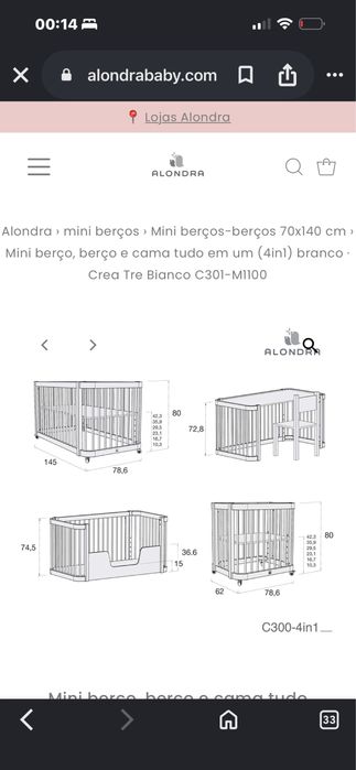 Berço que aconpanha o crescimento do bebe, muito pratico, design moderno, em excelente estado