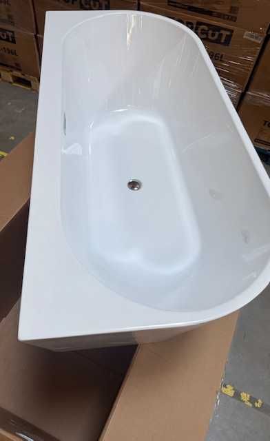Wanna wolnostojąca akrylowa przyścienna z półką Karbin 170cm Chrom OUTLET