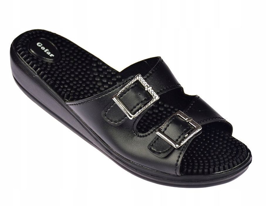 Fakirki klapki damskie z kolcami masujące czarne 8826-2a r. 40