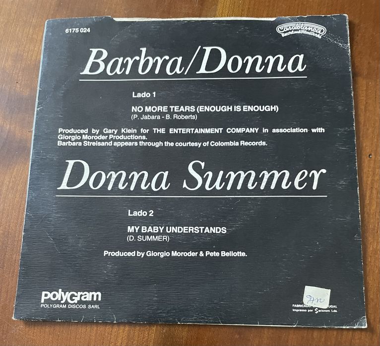 Vinil Barbra Sreisand e Donna Summer 45 rpm