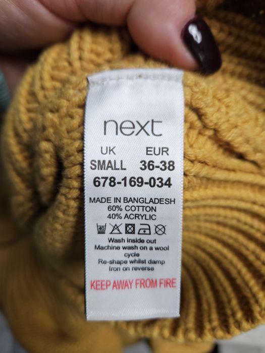 Sweter musztardowy ażurowy Next rozmiar S