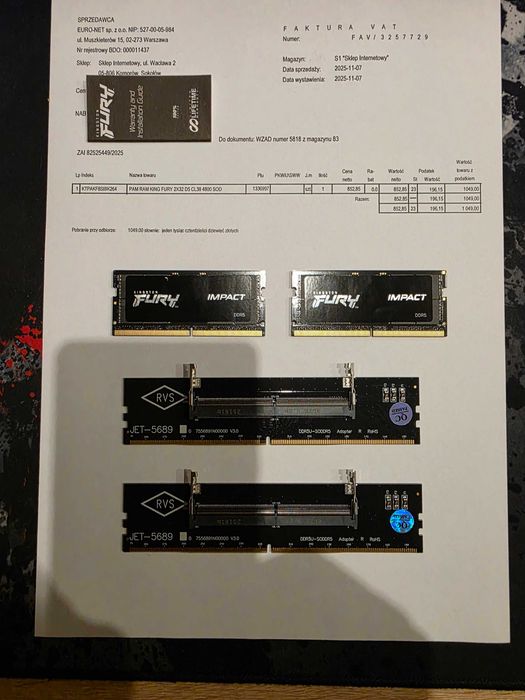 Pamięć Kingston FURY Impact DDR5 64GB (2 x 32GB) 4800 CL38 SODIMM