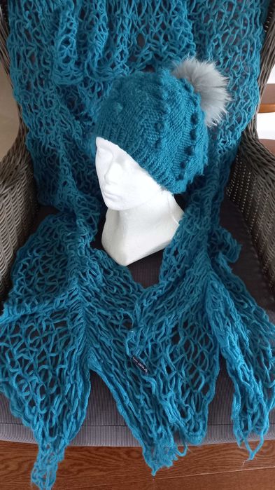 Turkusowy komplet czapka Mohito szal Top Secret