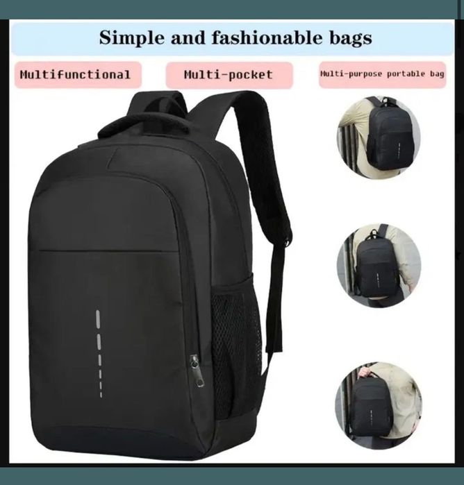 Plecak unisex czarny do pracy, szkoły i podróży.