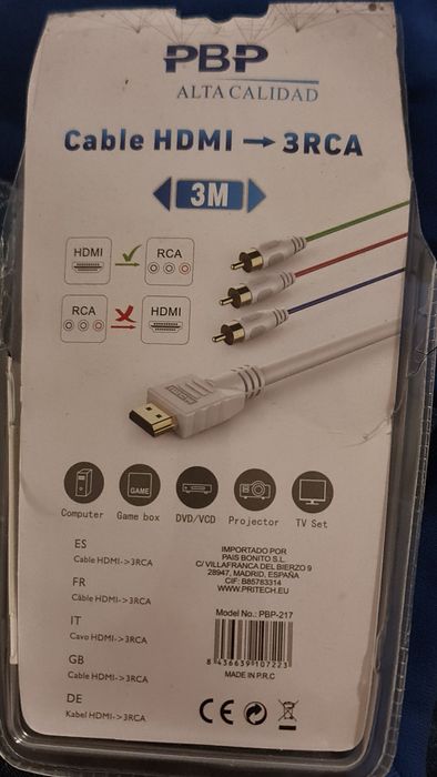 Cabo  hdmi --> 3xRCA
