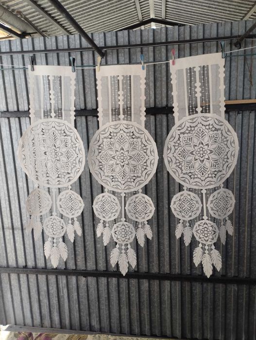 Panel, firanka łapacz snów koloru białego 4 szt.  45 x 130
