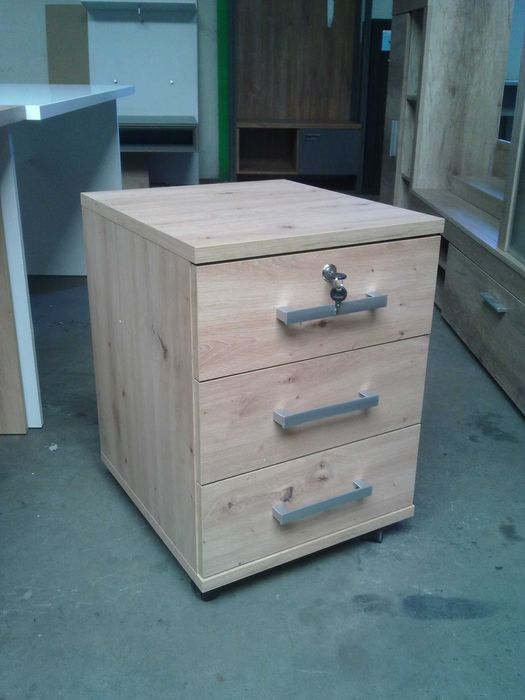 Biurko z kontenerkiem (dąb artisan) Nowe