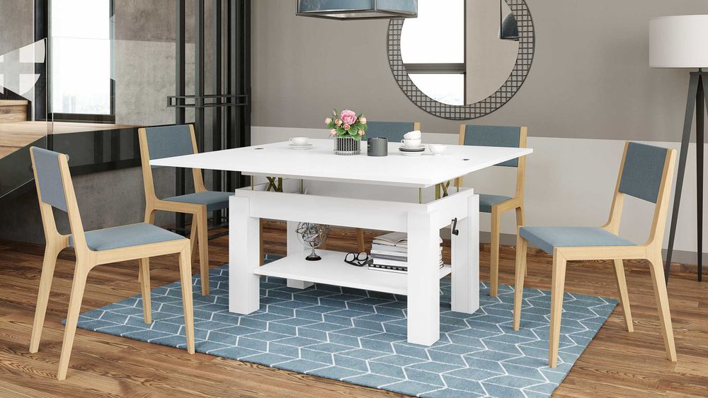 BRAWO Biały Mat - ŁAWA rozkładana podnoszona STÓŁ ŁAWOSTÓŁ Mazzoni