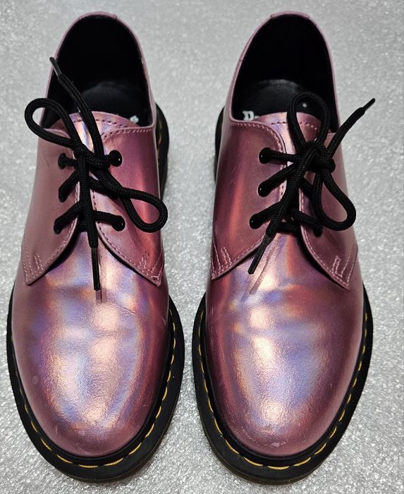 DR.MARTENS , розовый металлик женские  кожанные туфли - оксфорды