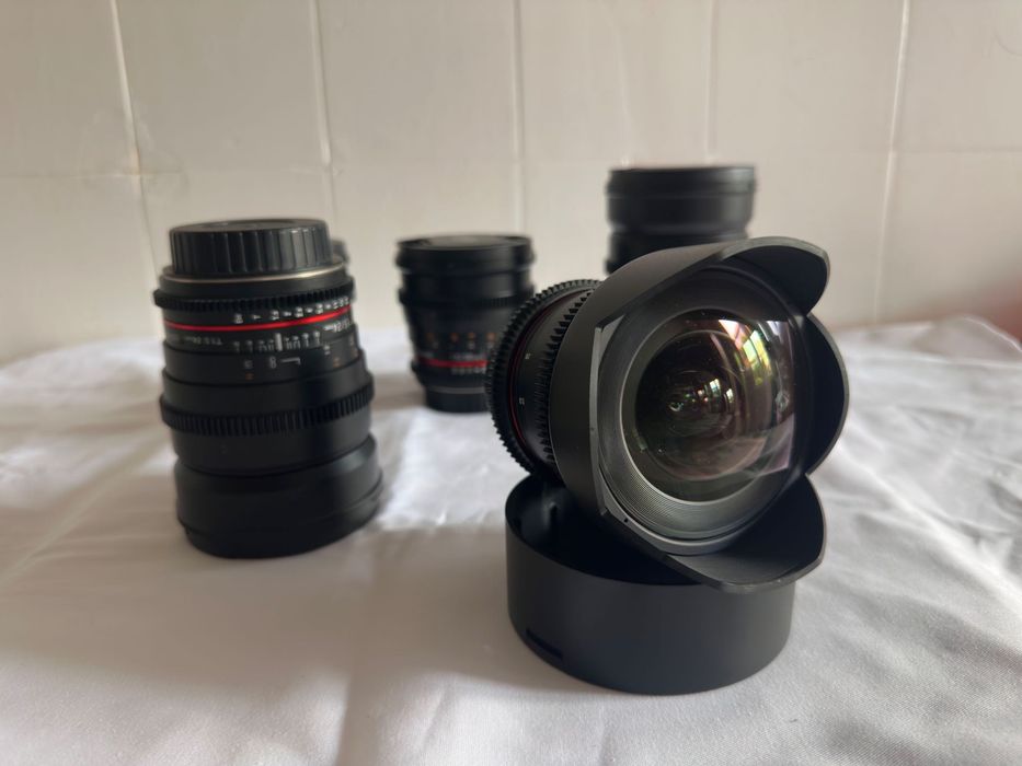 Kit 5 Lentes Cinema Samyang VDSLR + Mala de Transporte (Como Novas)