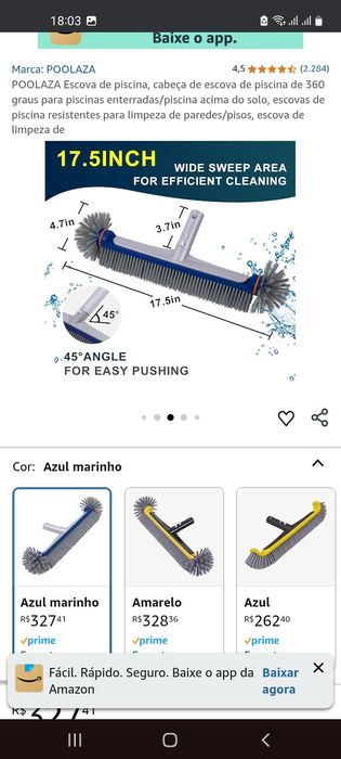 Escova de piscinas 17,5"