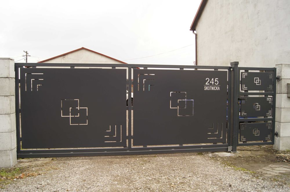 Brama przesuwna, dwuskrzydłowa,furtka, panel, ocynk,aluminium