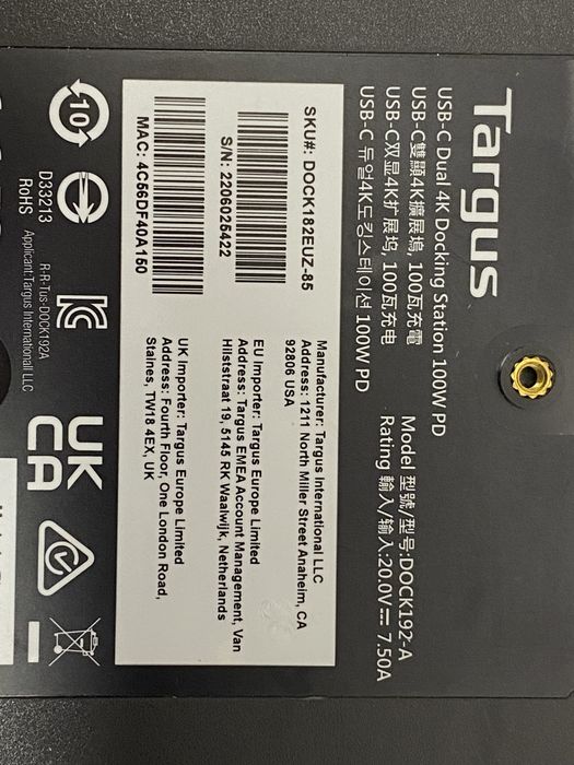 Док-станція Targus USB-C Dual 4K (Model: DOCK192-A)