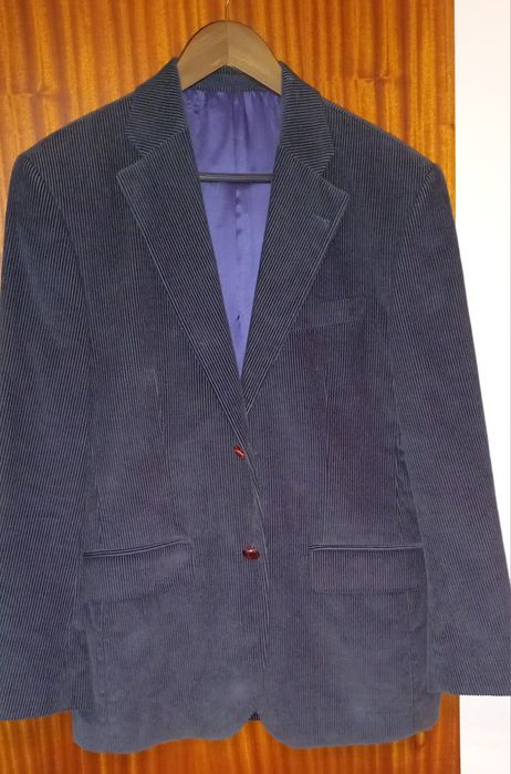 Casaco/blazer em bombazine azul escuroo