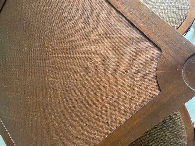 Mesa de jogo com 4 cadeiras Cedak em nogueira e palhinha