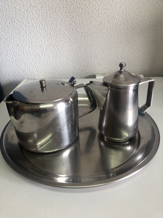 Peças de café com tabuleiro em inox