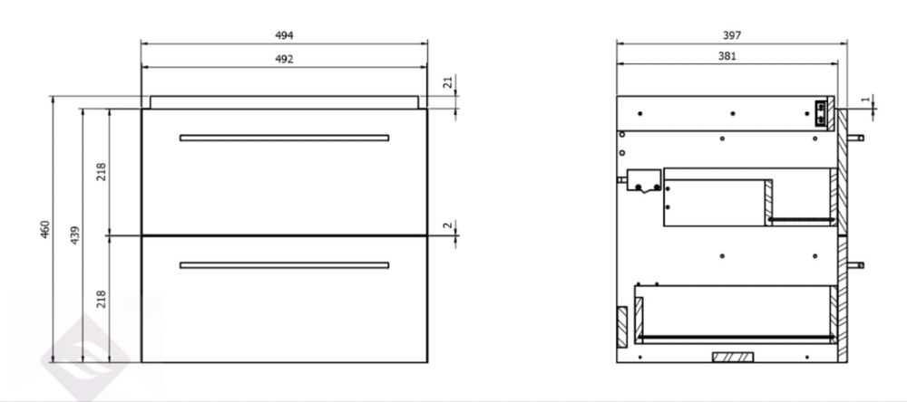Szafka i Umywalka GALA Cersanit 50 cm kolor Orzech NOWA