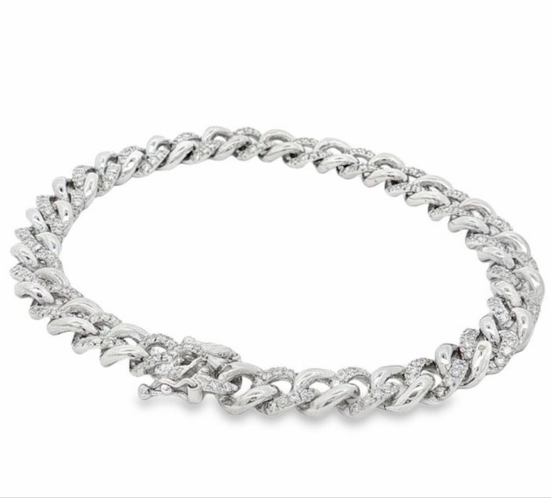 Bracelete em Ouro Branco 18k com diamantes