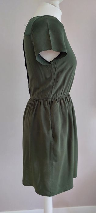 Vero Moda r.S letnia sukienka khaki, wiskoza, kieszenie