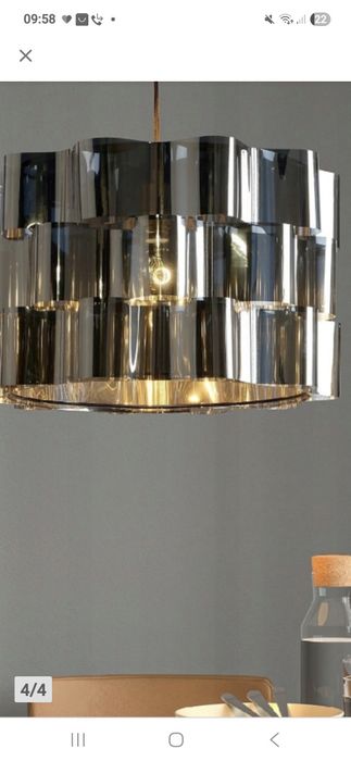 Lampa srebrna wisząca średnica 51cm wysokość 32cm stan idealny