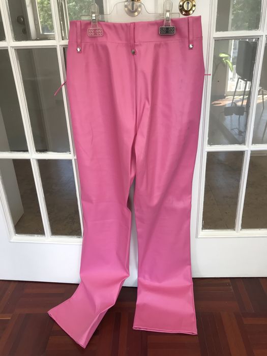 Calças em pele rosa com cordões (38/M)