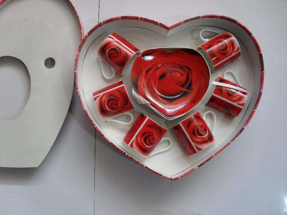 Conjunto novo de 6 chavenas para café em forma de coração423212233105100802