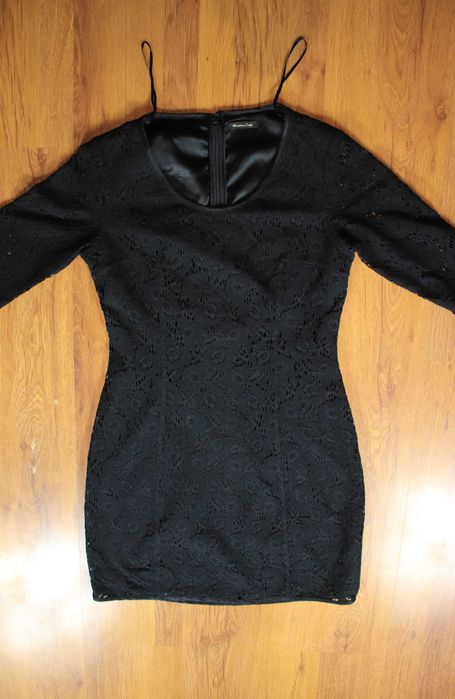 Sukienka Massimo Dutti r. 40 czarna długa rękaw 3/4