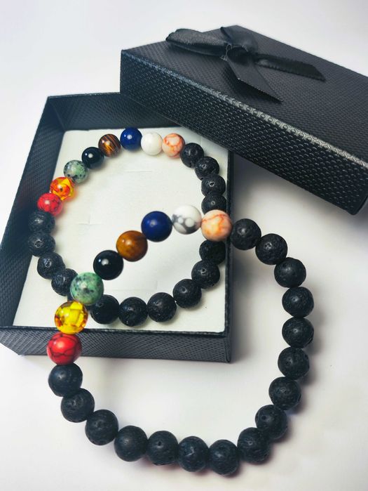 Pulseira de pedra vulcânica natural chakra meditação equilíbrio energia cura - Aromaterapia