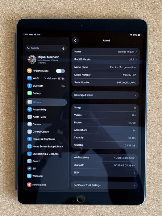 Ipad Air 3 geração (2019)