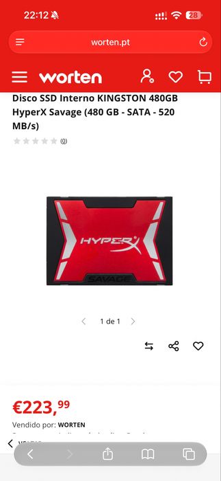Disco SSD KINGSTON 480GB HyperX Savage