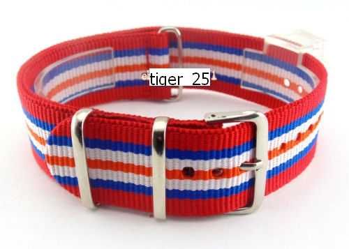 Pasek do zegarka NATO nylonowy strap 20mm czerwony granatowy parciany