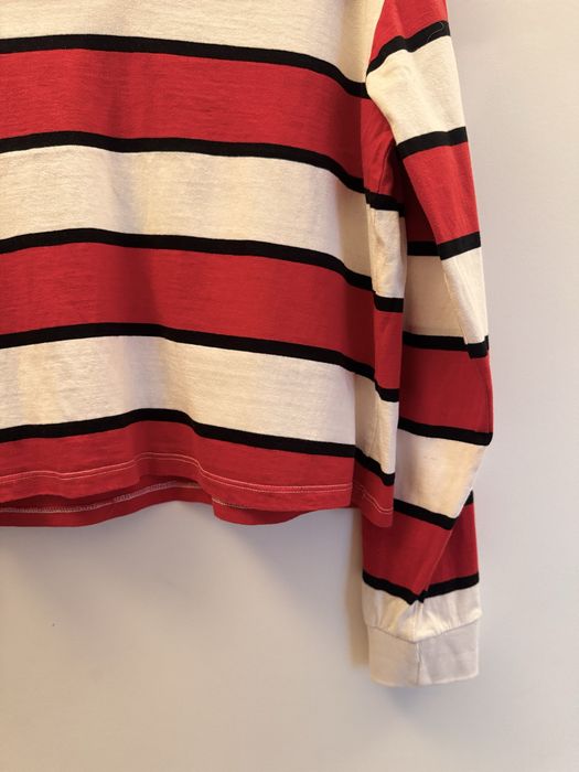 Terranova Polo Longsleeve w Paski Bawełna L 40 Czerwona Biała Crop Polo Stan Idealny