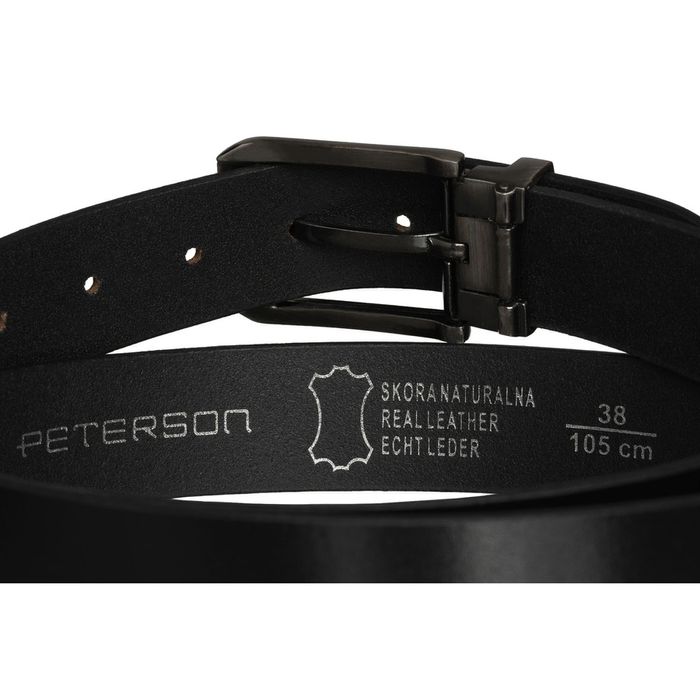 elegancki pasek męski ze skóry naturalnej w czarnym