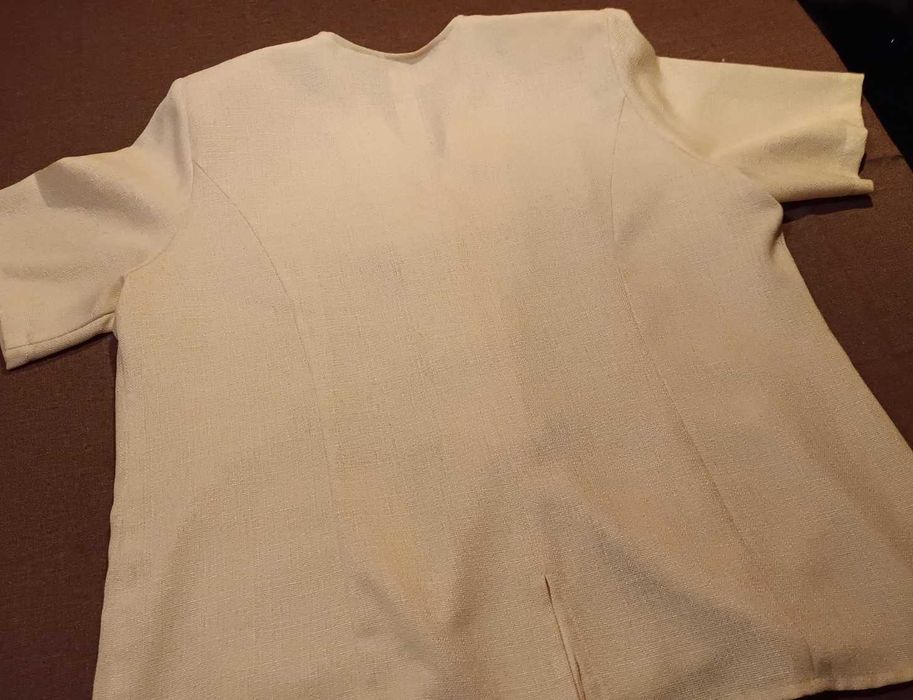 Excellent_Piękny Żakiet / Damski_Len / Kremowy_46_Okazja