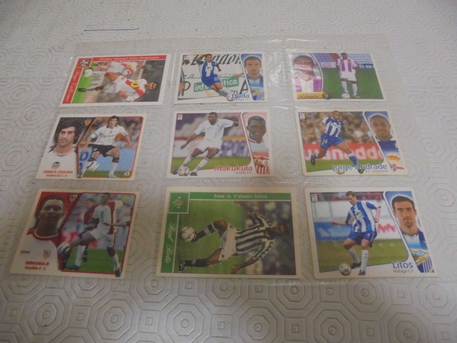 Lote de 63 cromos de jogadores portugueses na La Liga Espanha anos 90