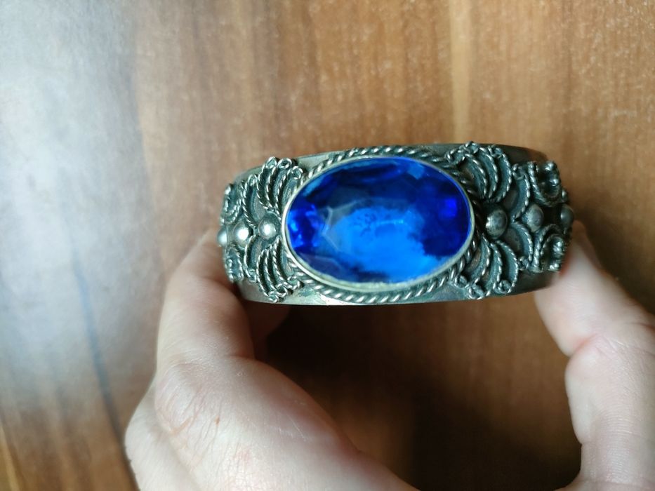 Bransoletka vintage z niebieskim kamieniem
