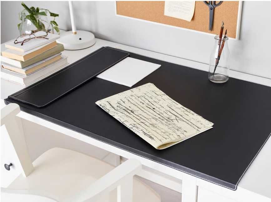 IKEA RISSLA Podkładka na biurko Czarna Imitacja skóry 86 szerokość
