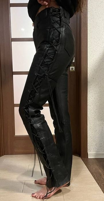 Жіночі шкіряні штани байкерські 44-46