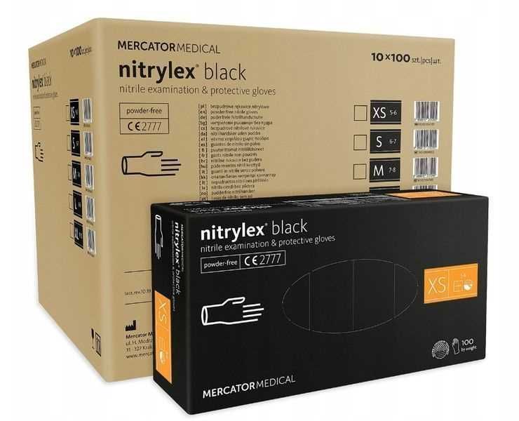 Rękawice Nitrylowe 100 Sztuk / Czarne / Rozmiar: 6 - Xs / 10 Szt.