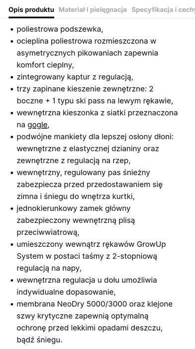 Kurtka zimowa, narciarska 4F r134.