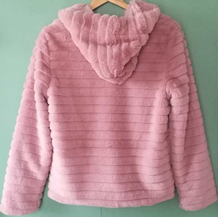 Kurtka futerko pudrowy róż