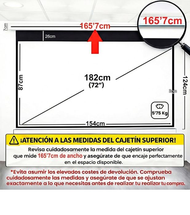 Tela de projeção manual 72 polegadas