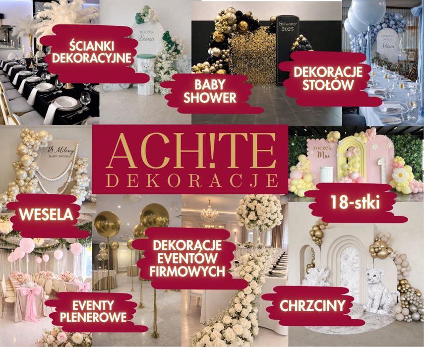 Kompleksowe Dekoracje Eventowe | Ścianki Balonowe | Urodziny, Wesela, Komunie, Chrzciny, 18-stki, Baby Shower