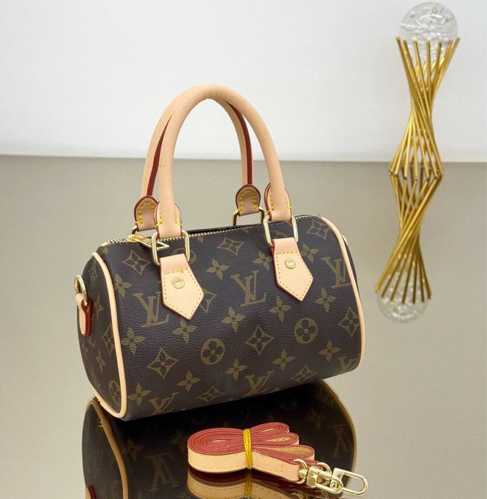 Брендова жіноча сумка Louis Vuitton Nano Speedy Mini Monogram з ручками бочонок